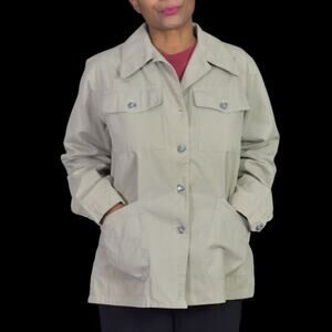 Vintage Abercrombie Fitch Safari Jacket Tan Utility Khaki Field Cargo 60s Large
